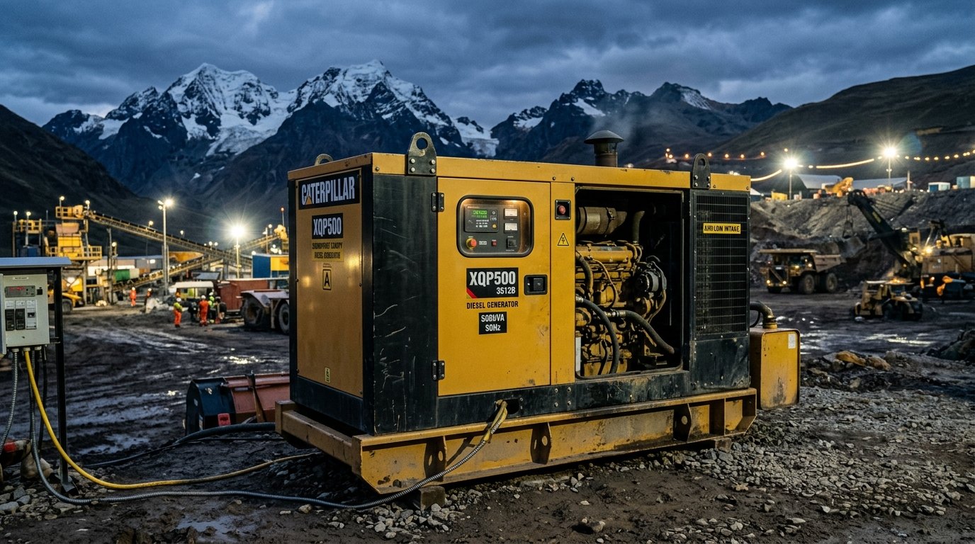 Generador industrial en un campamento de montaña